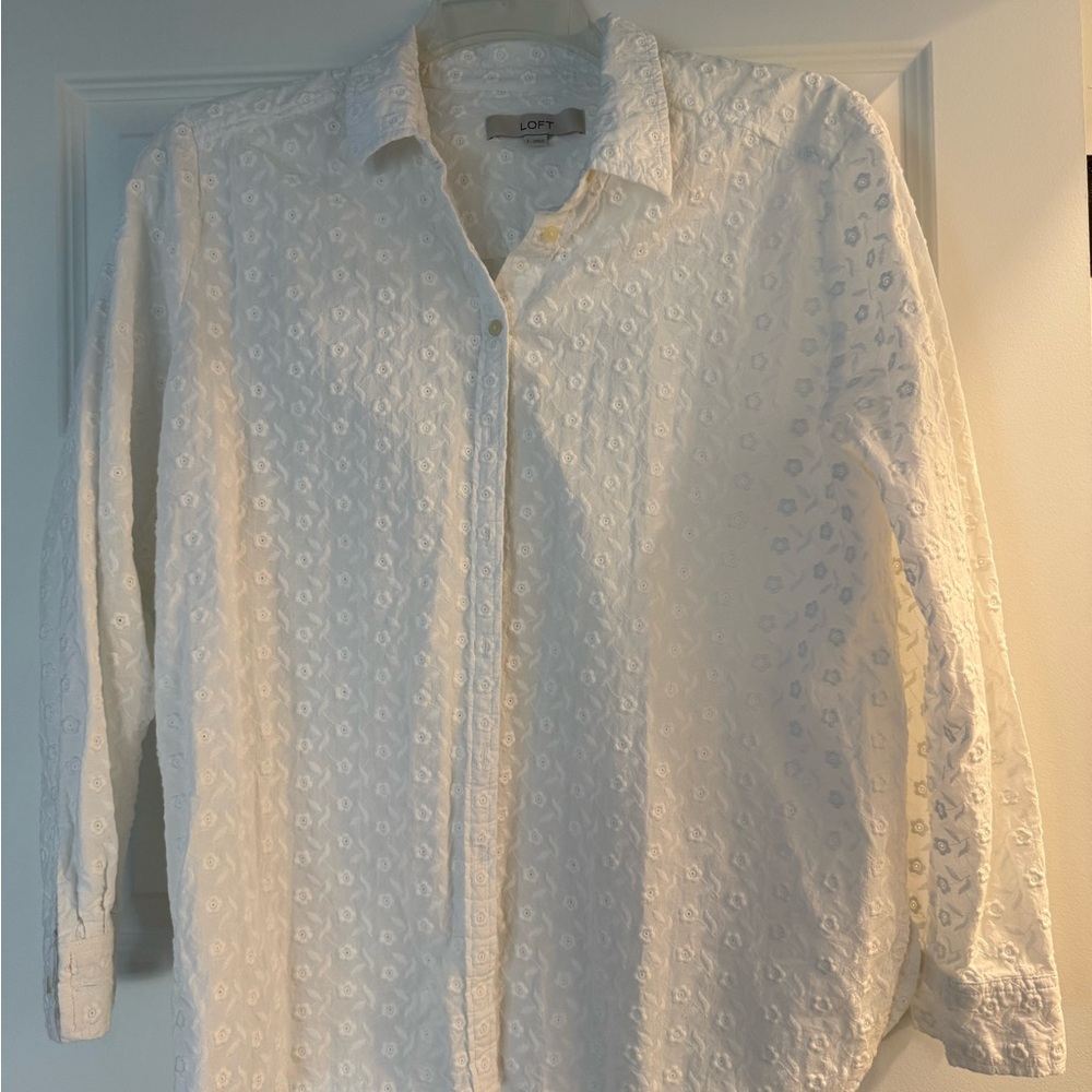 LOFT Floral Embroidered Blouse